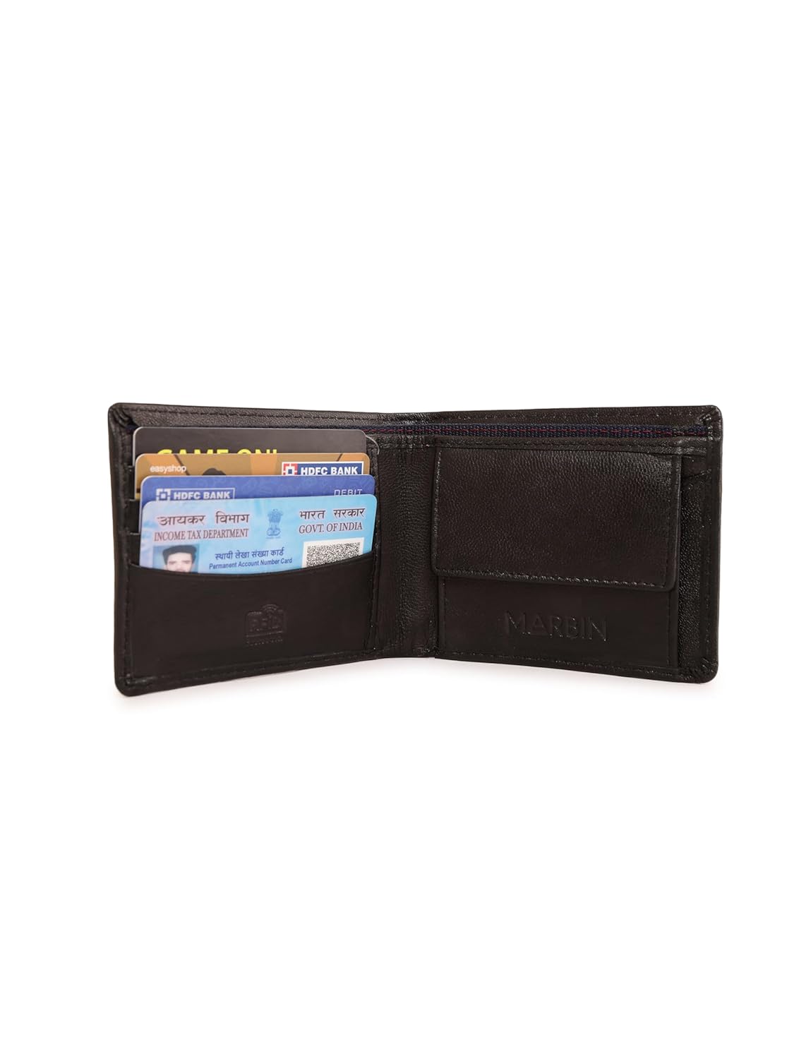 Men's Leather Wallet,6 Slots (Black)