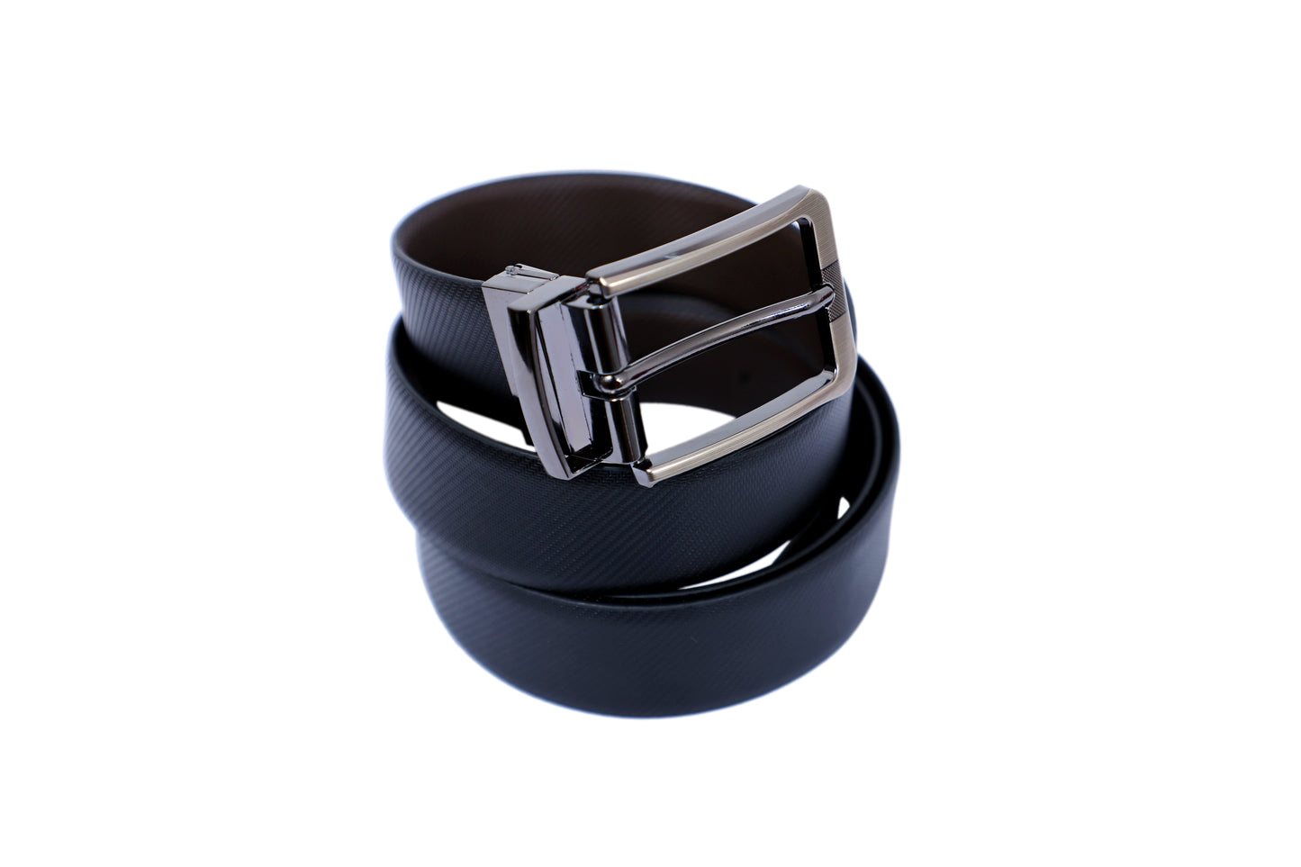 Leather Reversible Black & Brown Belt For Men with Grey Buckle (Leather Texture: Honey)