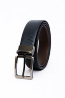 Leather Reversible Black & Brown Belt For Men with Grey Buckle (Leather Texture: Honey)