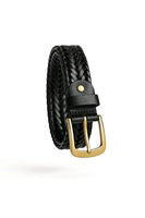 Men Braided Woven Genuine Leather Belt