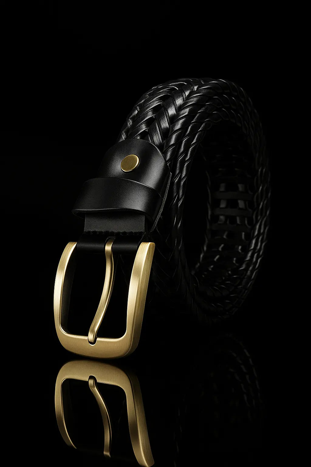 Men Braided Woven Genuine Leather Belt