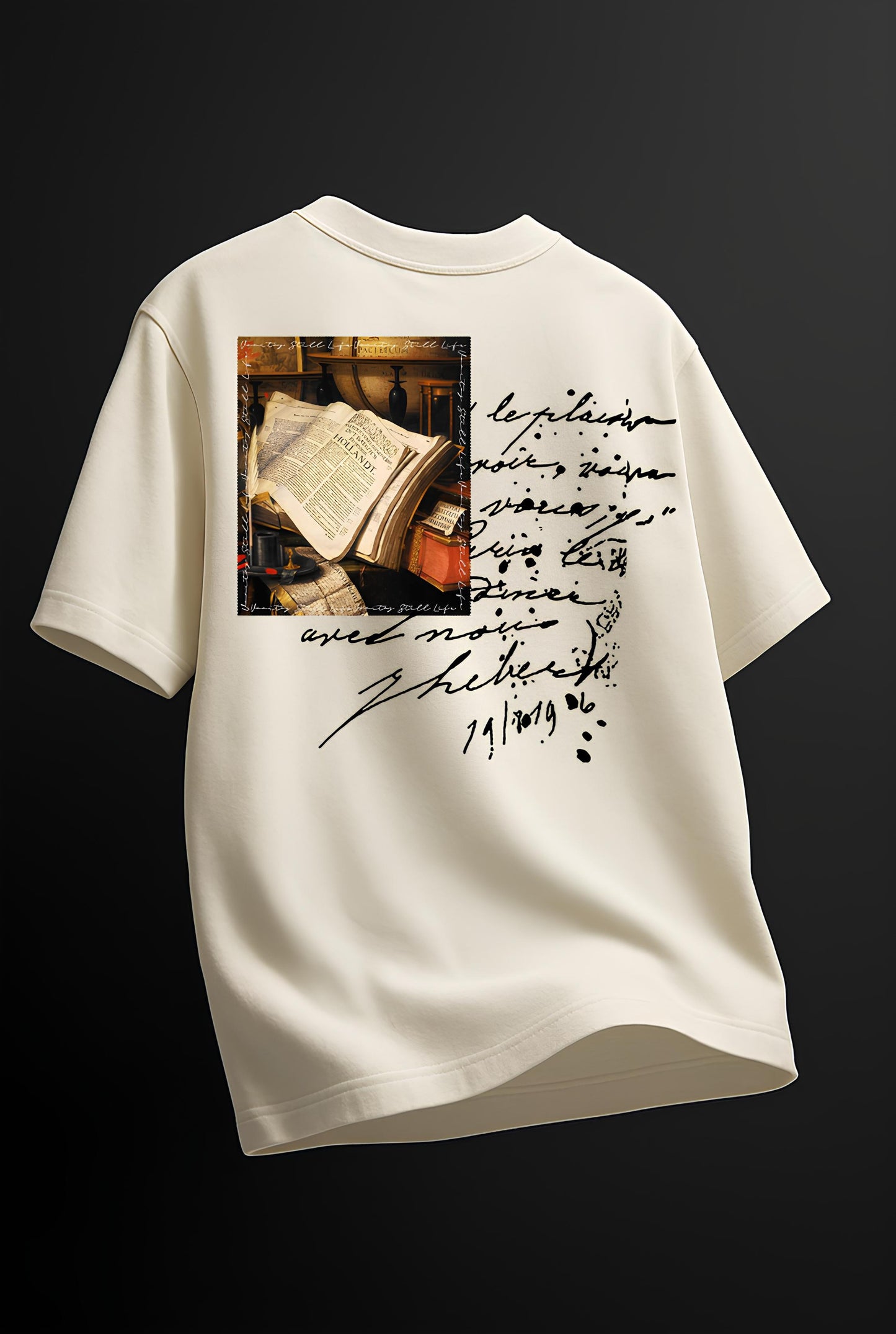Vintage Manuscript Graphic Oversized Tee