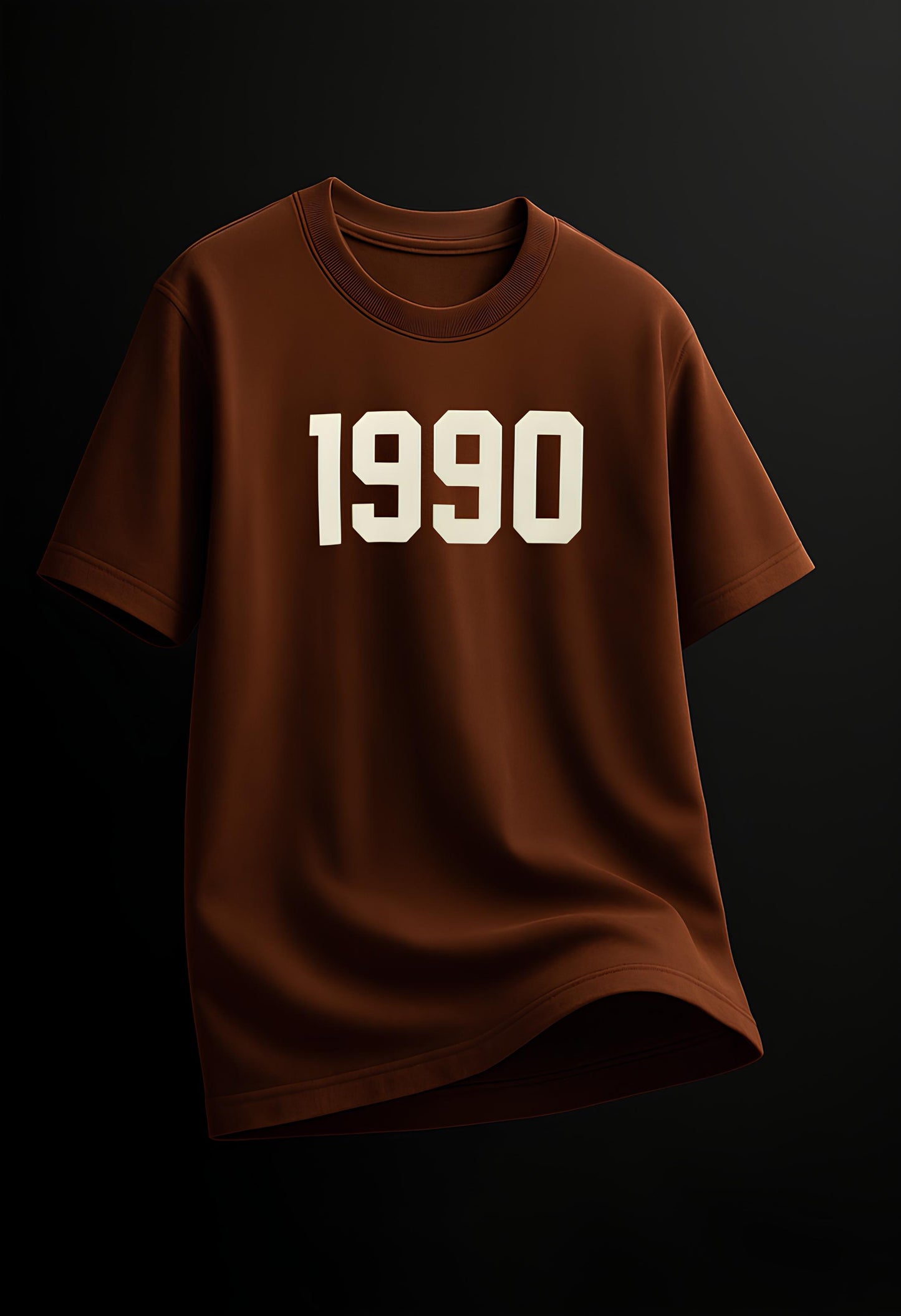1990 Print Brown Oversized T-Shirt