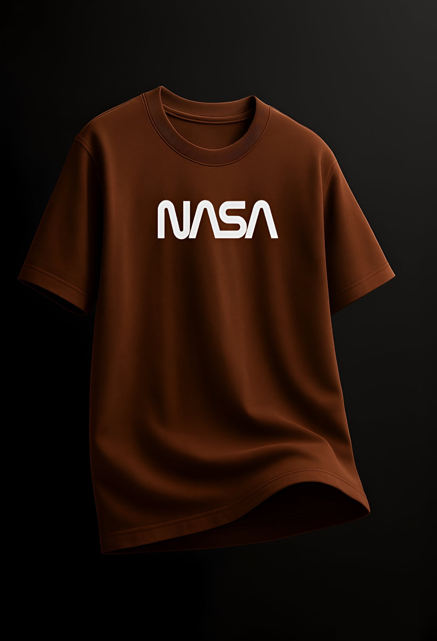 Nasa Print Brown Oversized T-Shirt