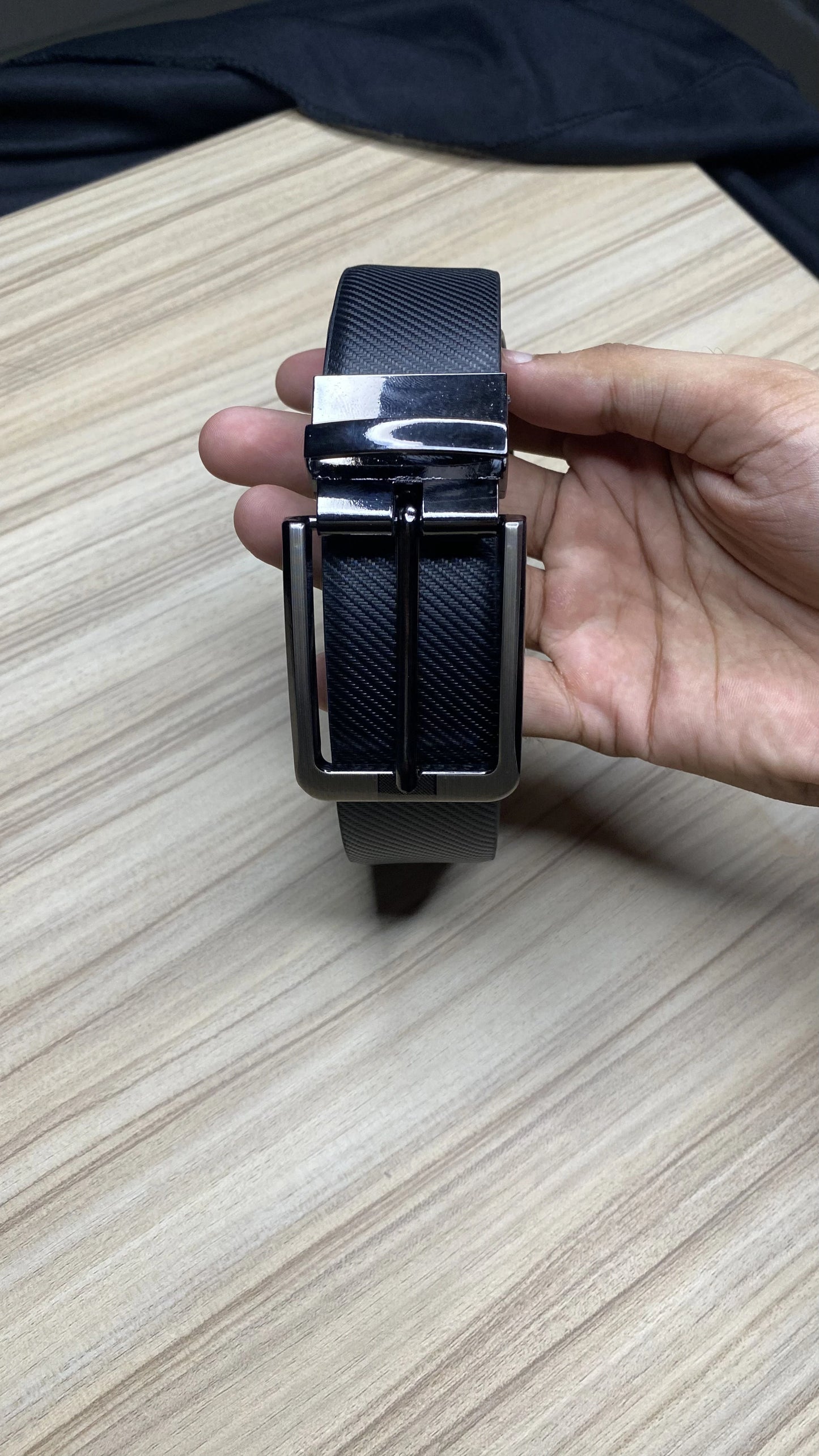 Leather Reversible Black & Brown Belt For Men with Grey Buckle (Leather Texture: Honey)