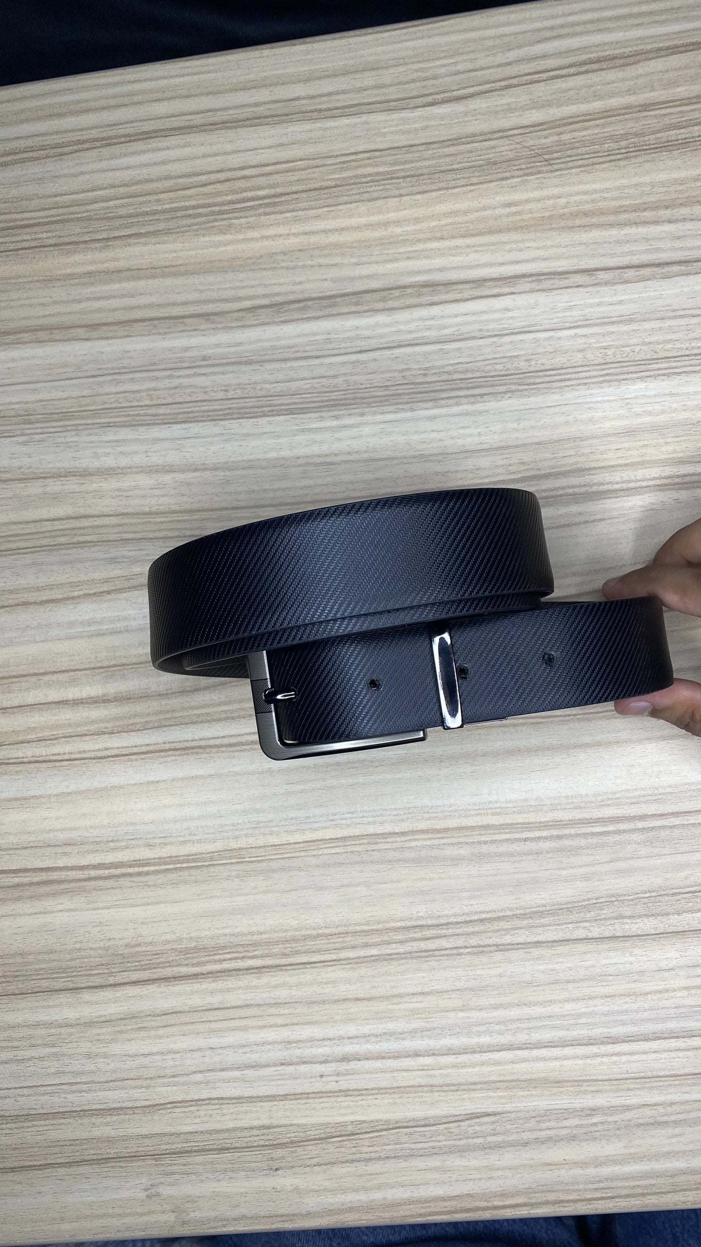 Leather Reversible Black & Brown Belt For Men with Grey Buckle (Leather Texture: Honey)