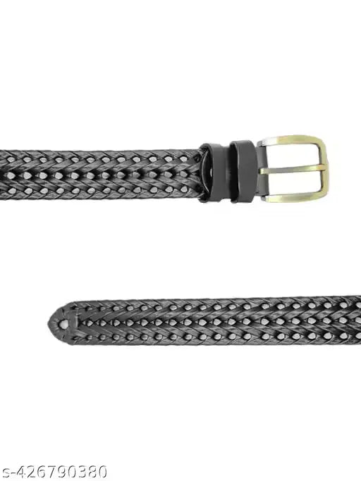 Men Braided Woven Genuine Leather Belt
