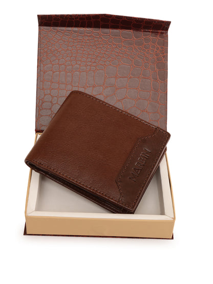 Marbin Men's Leather Wallet – 8 Card Slots (Brown)
