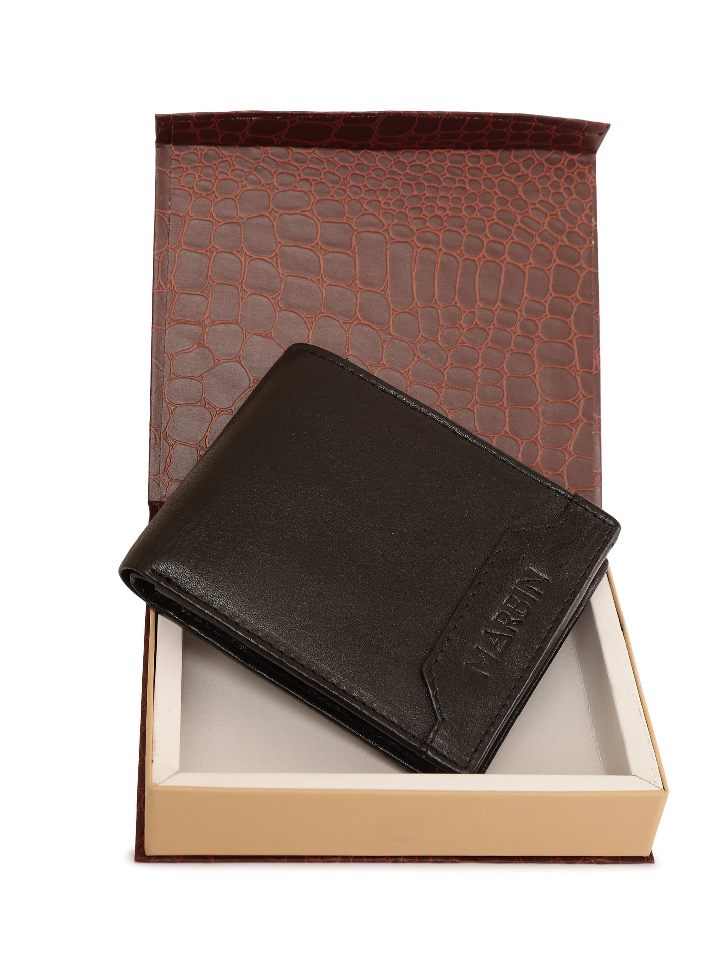 Marbin Men's Leather Wallet – 8 Card Slots (Brown)