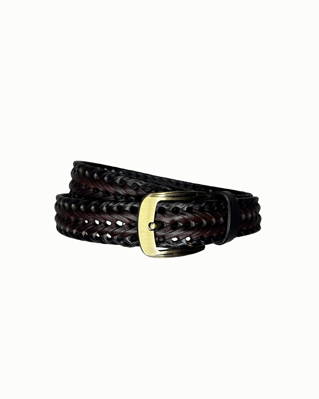 Men Braided Woven Genuine Leather Belt