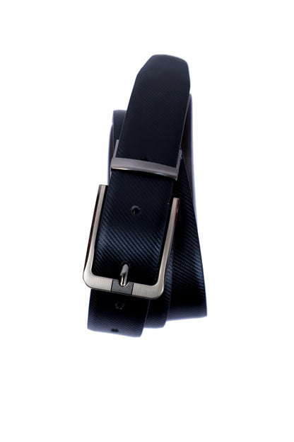 Leather Reversible Black & Brown Belt For Men with Grey Buckle (Leather Texture: Honey)