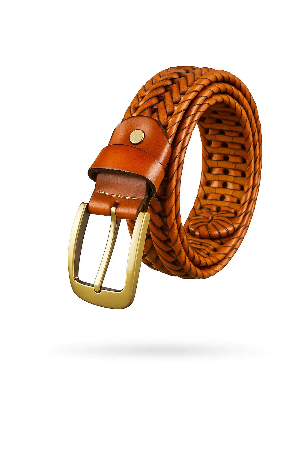 Men Braided Woven Genuine Leather Belt
