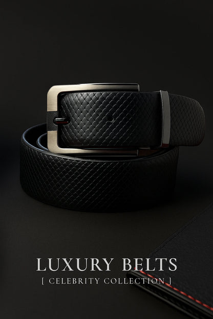 Leather Reversible Black & Brown Belt For Men with Grey Buckle (Leather Texture: Viper)