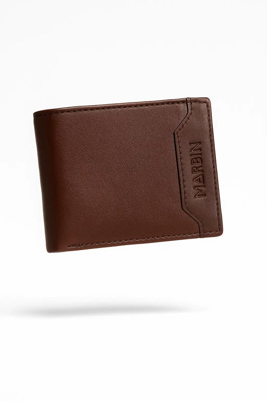 Marbin Men's Leather Wallet – 8 Card Slots (Brown)