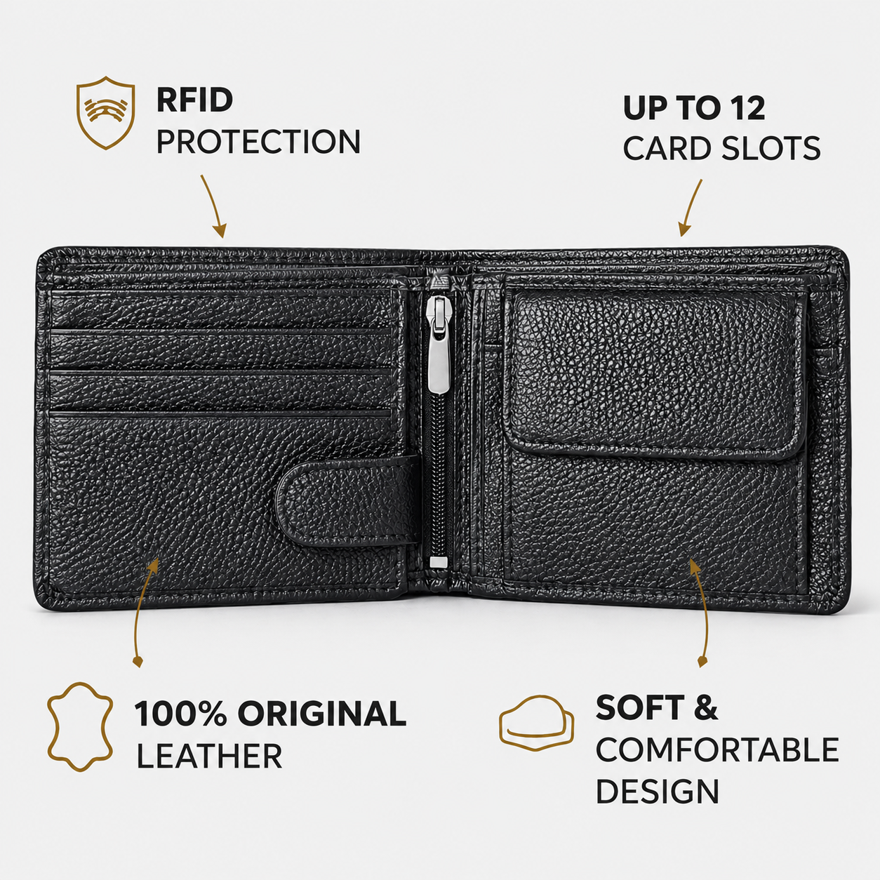 Marbin 100% Original Leather Wallet | Soft Genuine Leather | 1-Year Leather Guarantee with Card Genuine Leather