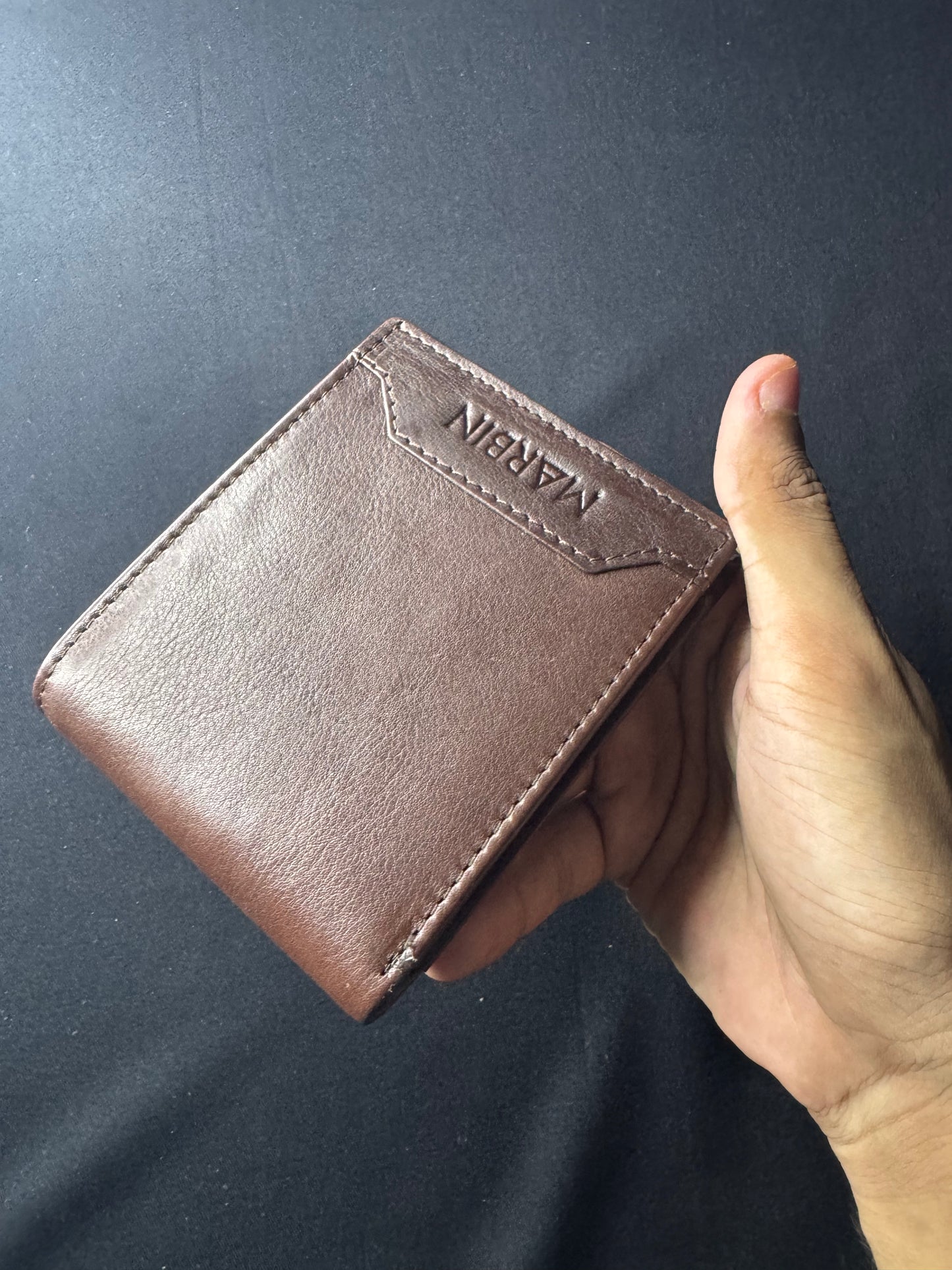 Marbin Men's Leather Wallet – 8 Card Slots (Brown)