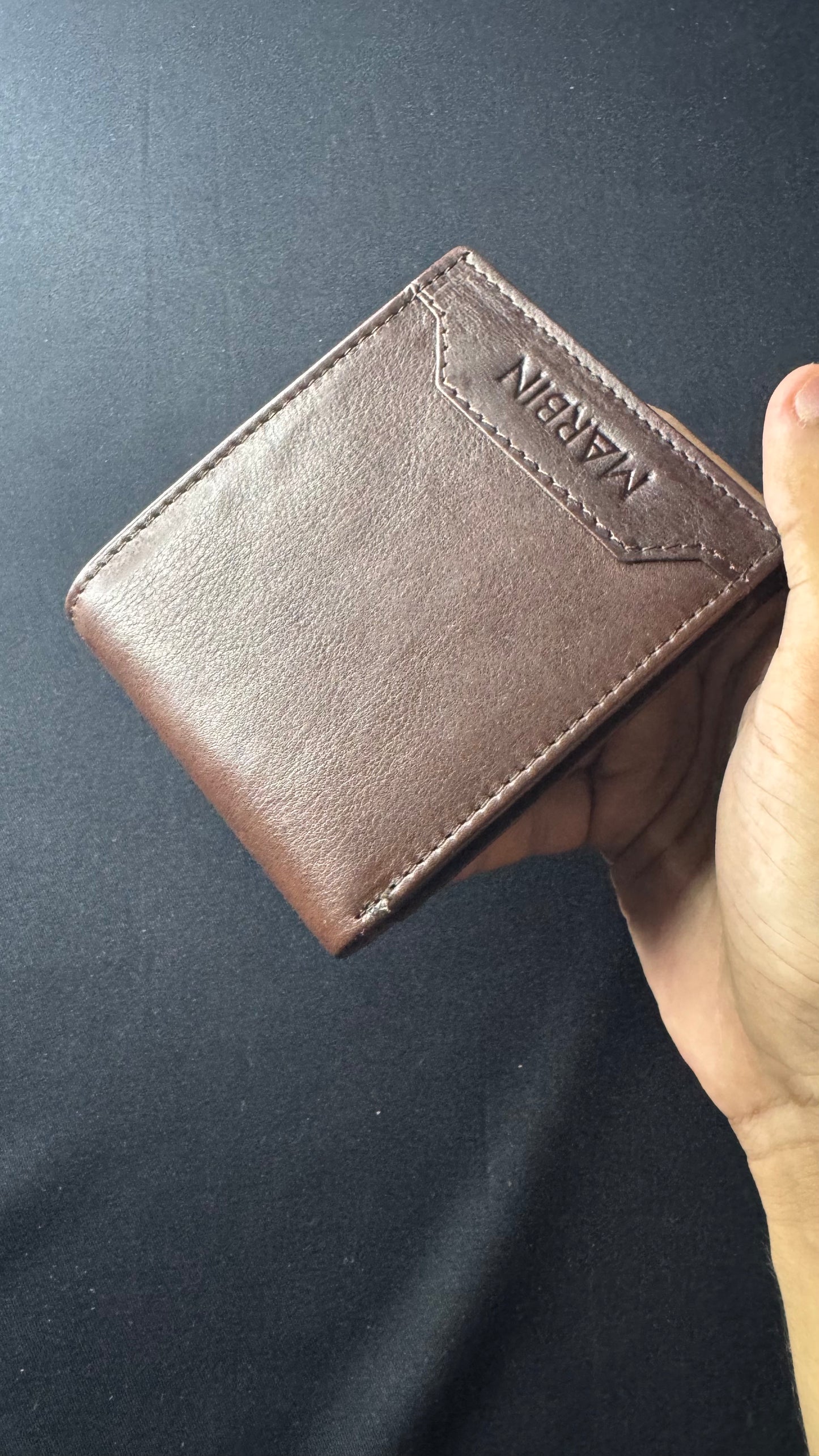 Marbin Men's Leather Wallet – 8 Card Slots (Brown)