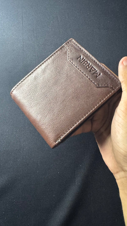 Marbin Men's Leather Wallet – 8 Card Slots (Brown)