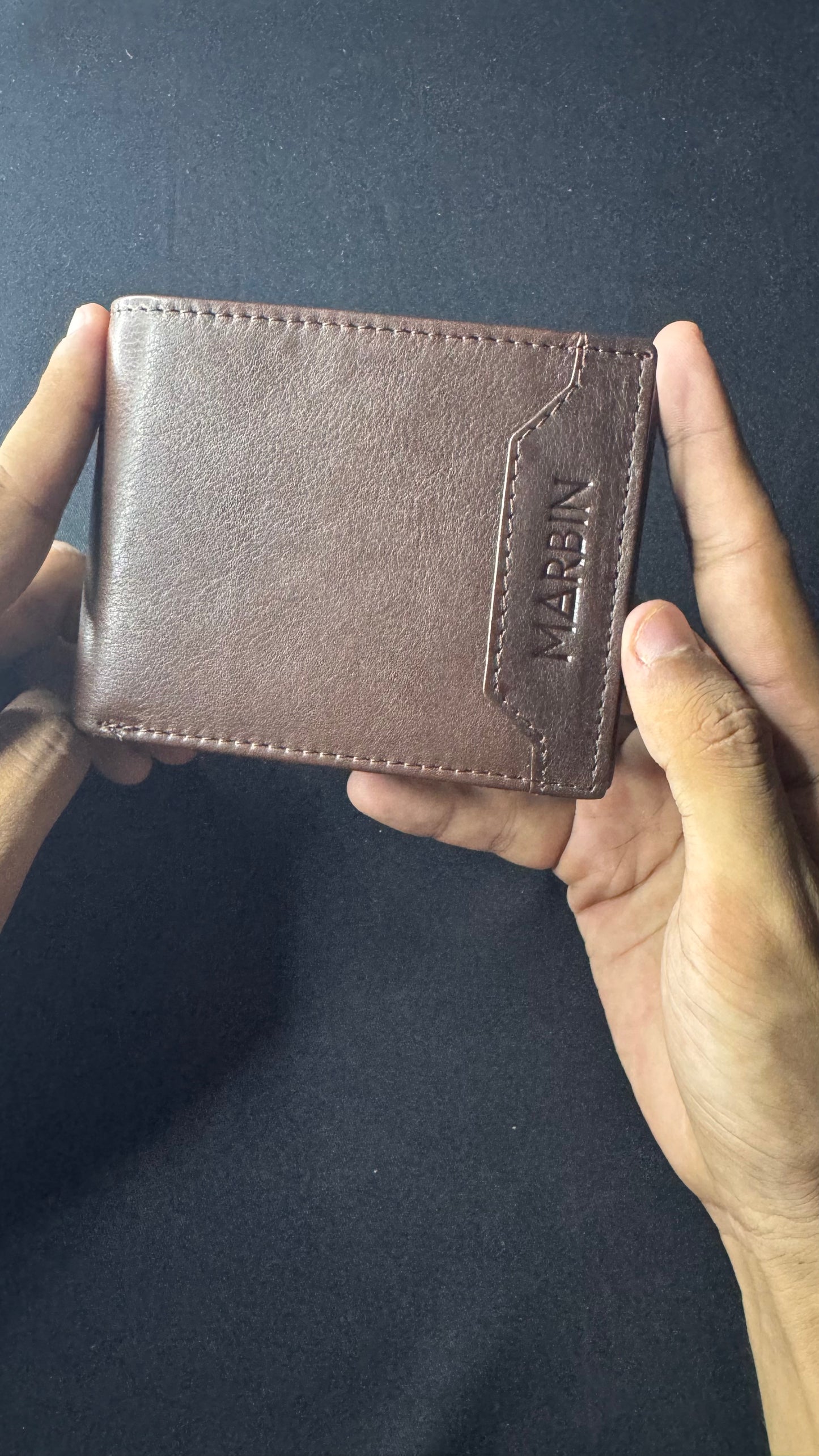 Marbin Men's Leather Wallet – 8 Card Slots (Brown)