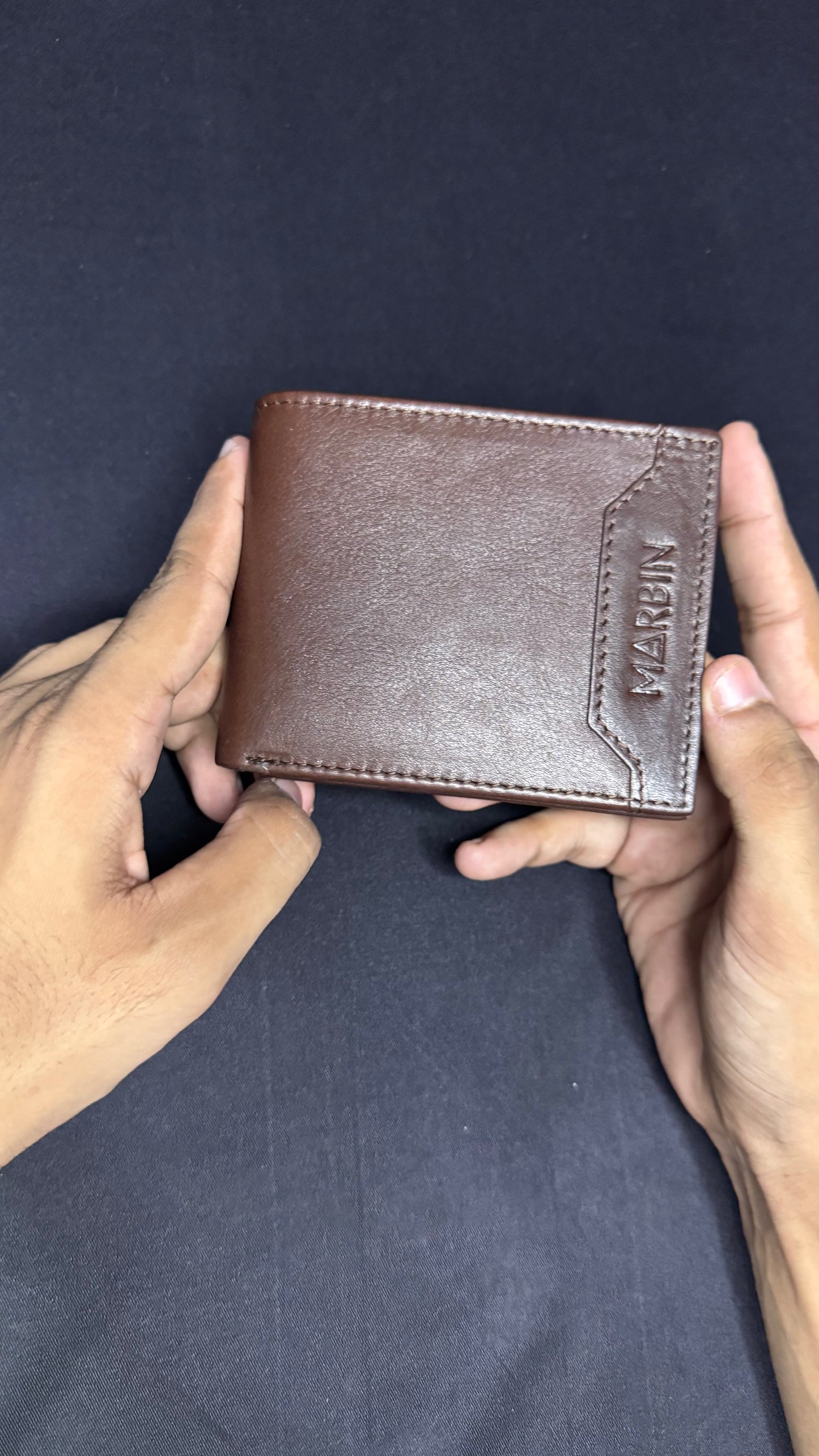 Marbin Men's Leather Wallet – 8 Card Slots (Brown)