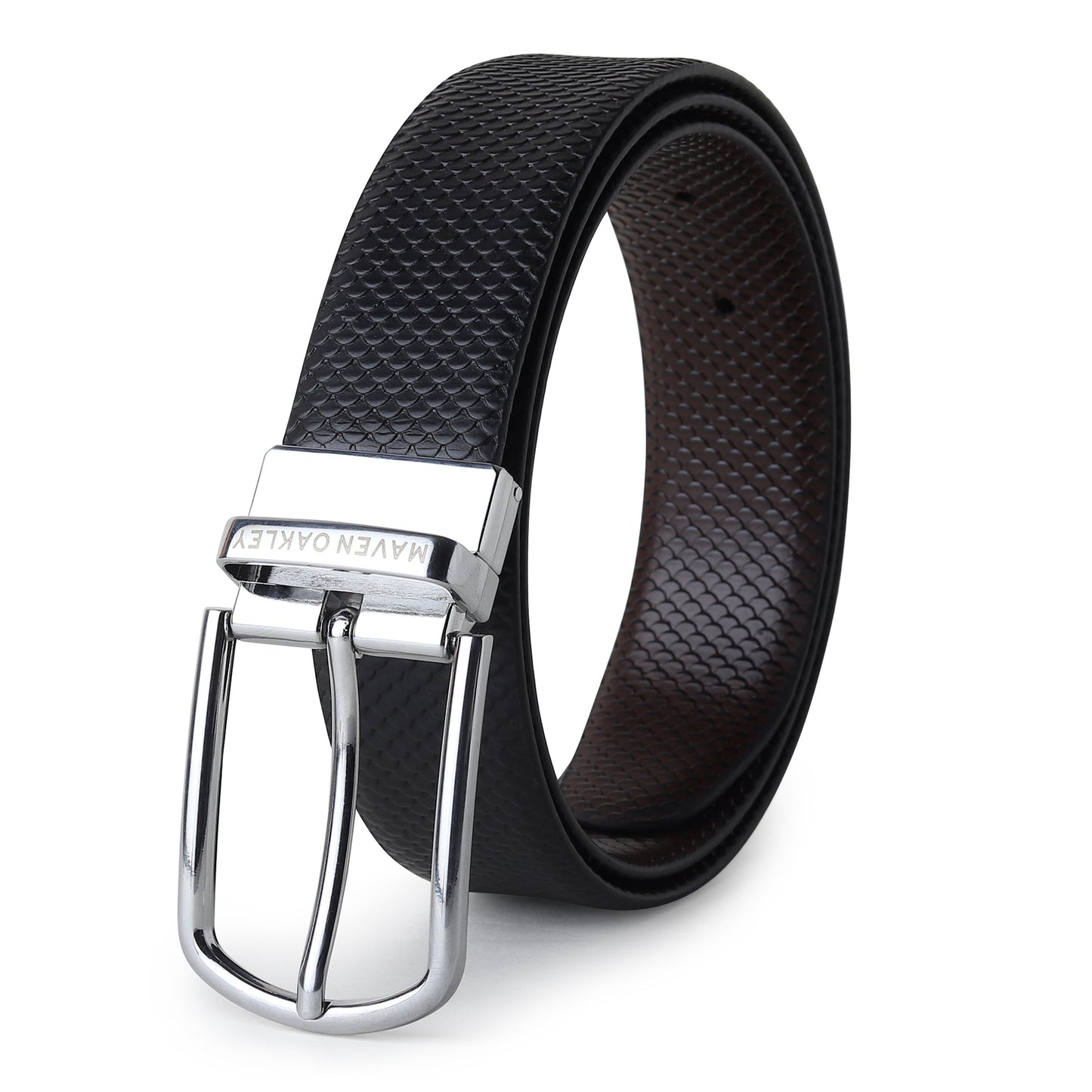 Leather Reversible Black & Brown Belt For Men with Silver Buckle (Leather Texture: Honey)