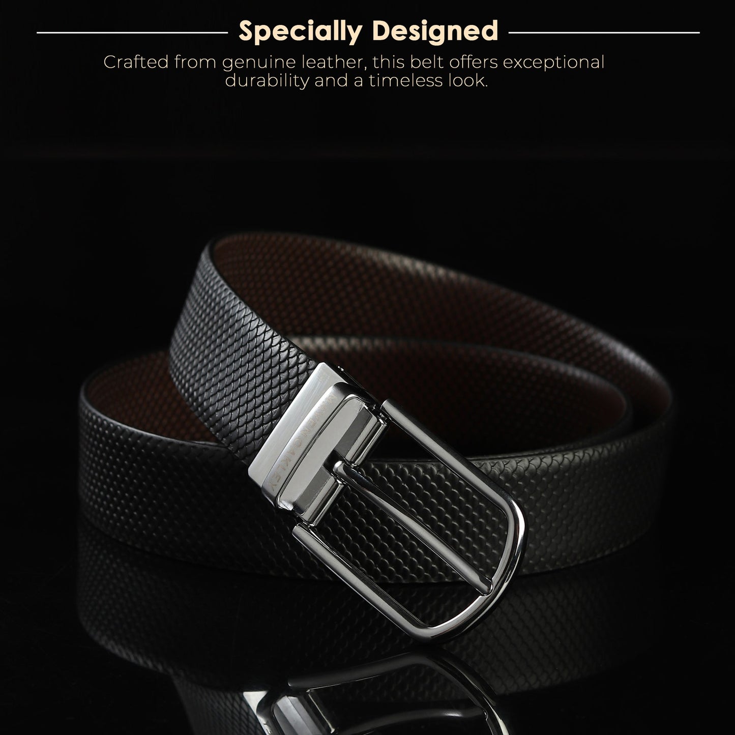 Leather Reversible Black & Brown Belt For Men with Silver Buckle (Leather Texture: Honey)